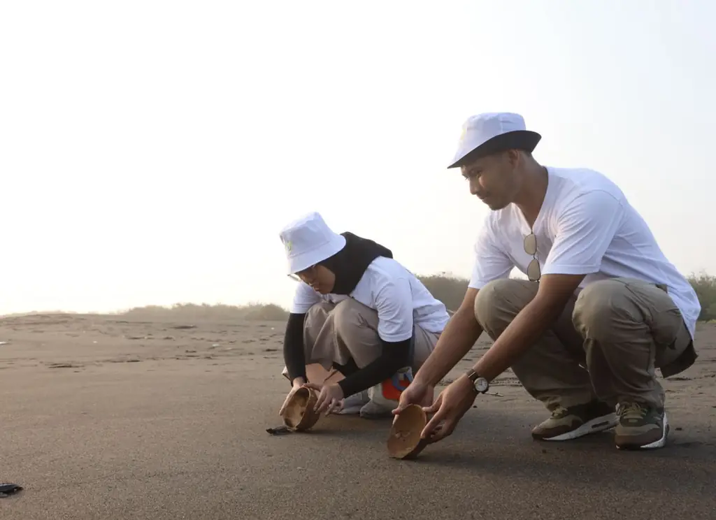 Penyu-lamat 2025: Aksi Sukarelawanan Karyawan Telkom Edukasi Sampah dan Konservasi Penyu Di Pantai Pelangi Yogyakarta